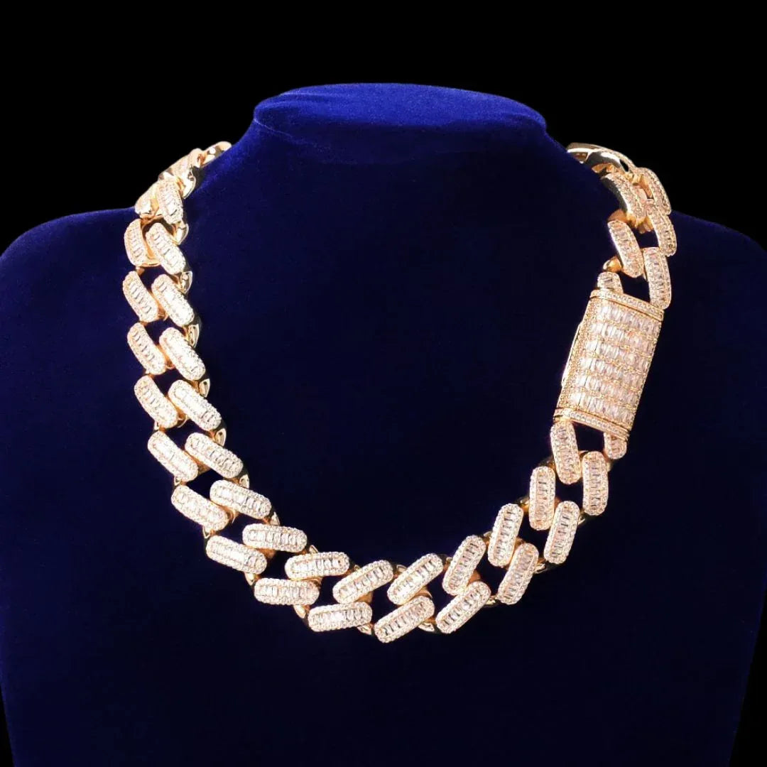 20MM Baguette Link Iced Out Necklace Chain - CaratixJewelry